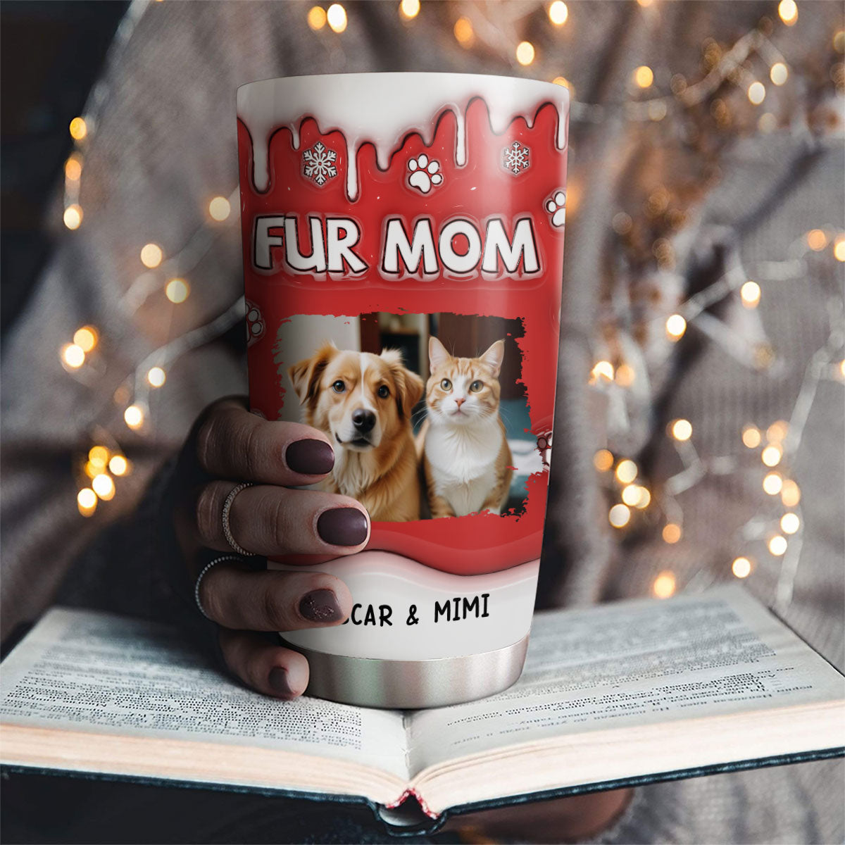 Personalized 3D Inflated Effect Christmas Tumbler for Pet Moms