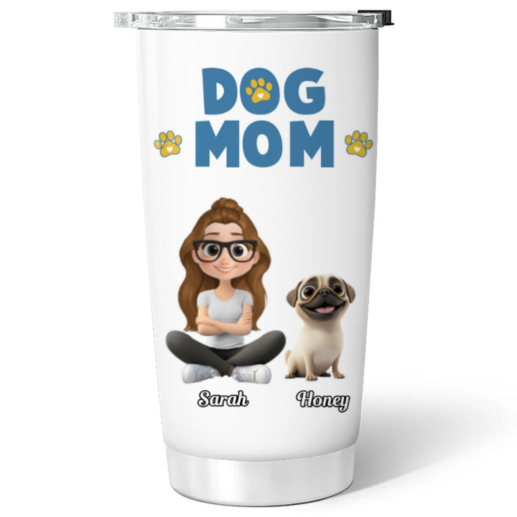 Personalized Custom Girl and Dog Cartoon Tumbler - Style Version 2