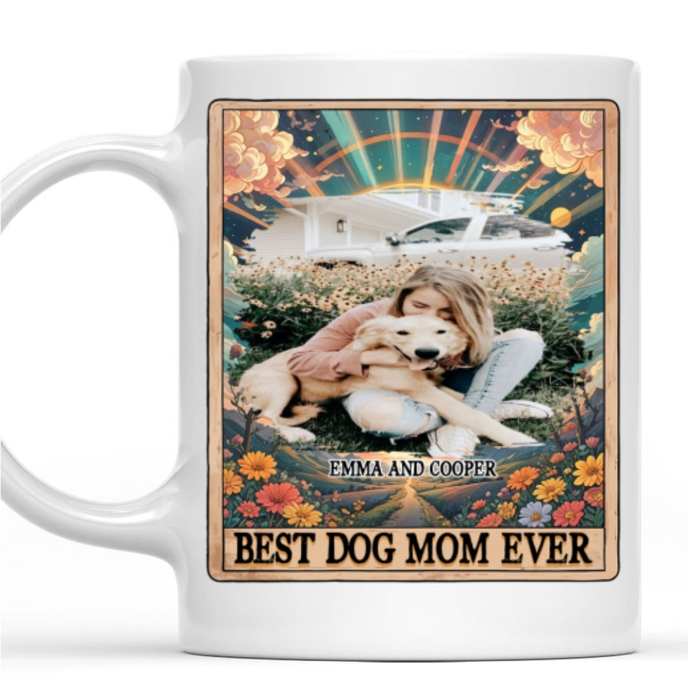 Personalized Tarot Dog Mom Photo Coffee Mug - Unique Customized Gift