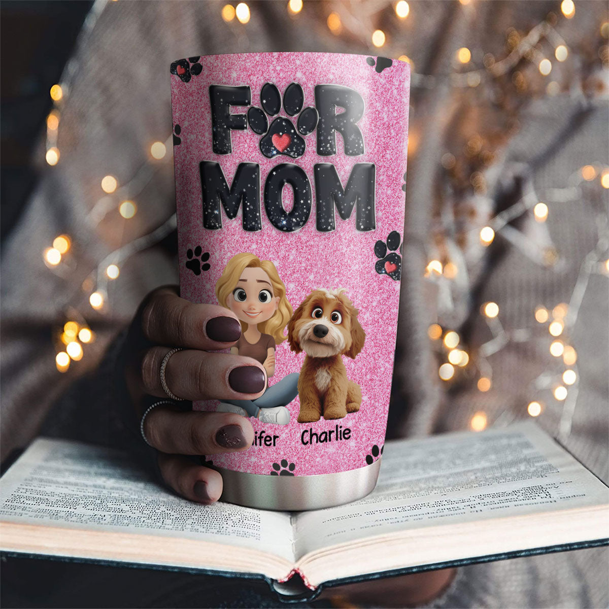 Personalized Lovely Fur Mom Blink Stainless Steel Tumbler