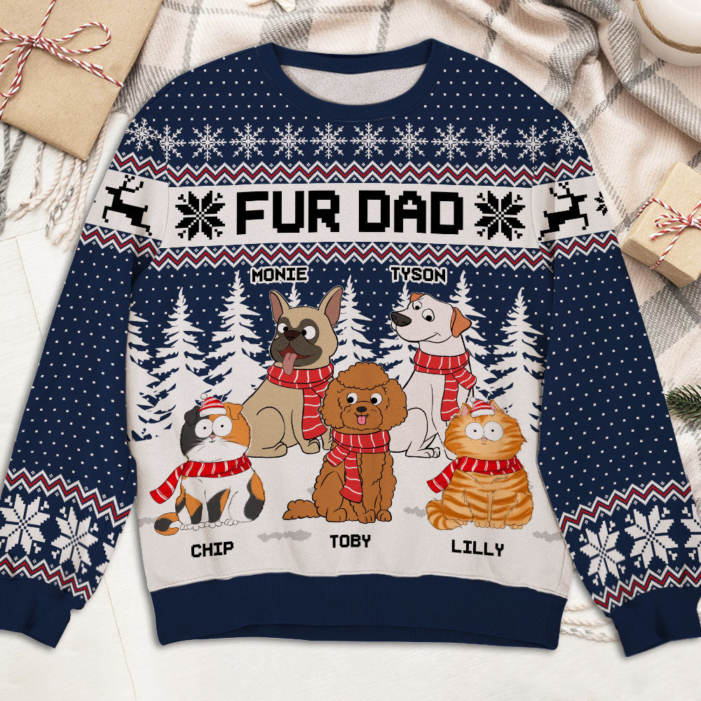Personalized Dog and Cat in Forest All-Over Print Sweatshirt - Ideal Gift for Pet Lovers
