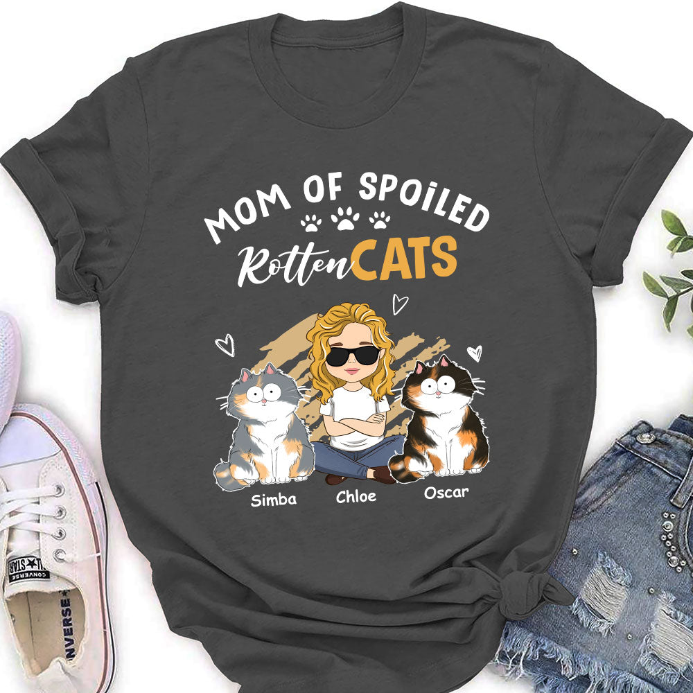 Spoiled Cats Funny - Customizable Personalized Women's T-shirt for Pet Lovers