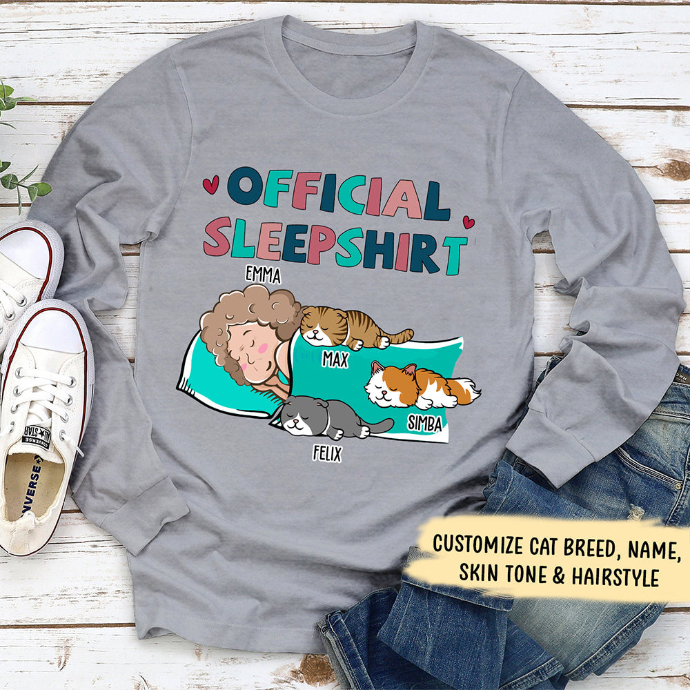 Customizable Cat Official Long Sleeve Sleepshirt - Ideal Gift for Pet Lovers