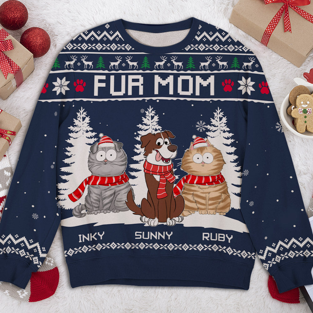 Customizable All-Over-Print Winter Sweatshirt for Dogs and Cats - Ideal Gift for Pet Lovers
