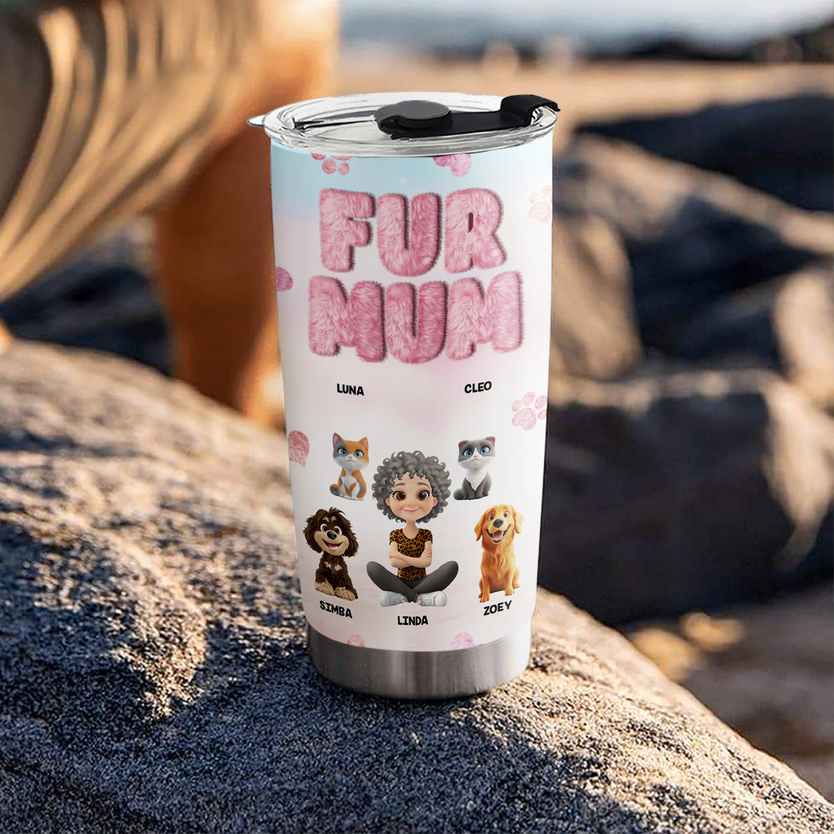 Fluffy Fur Mom - Personalized Custom Tumbler with Unique Designs and Long - lasting Insulation