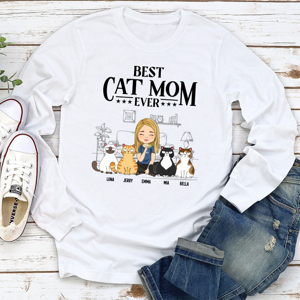 Top-Rated Personalized Custom Long Sleeve T-shirt for the Best Cat Dads