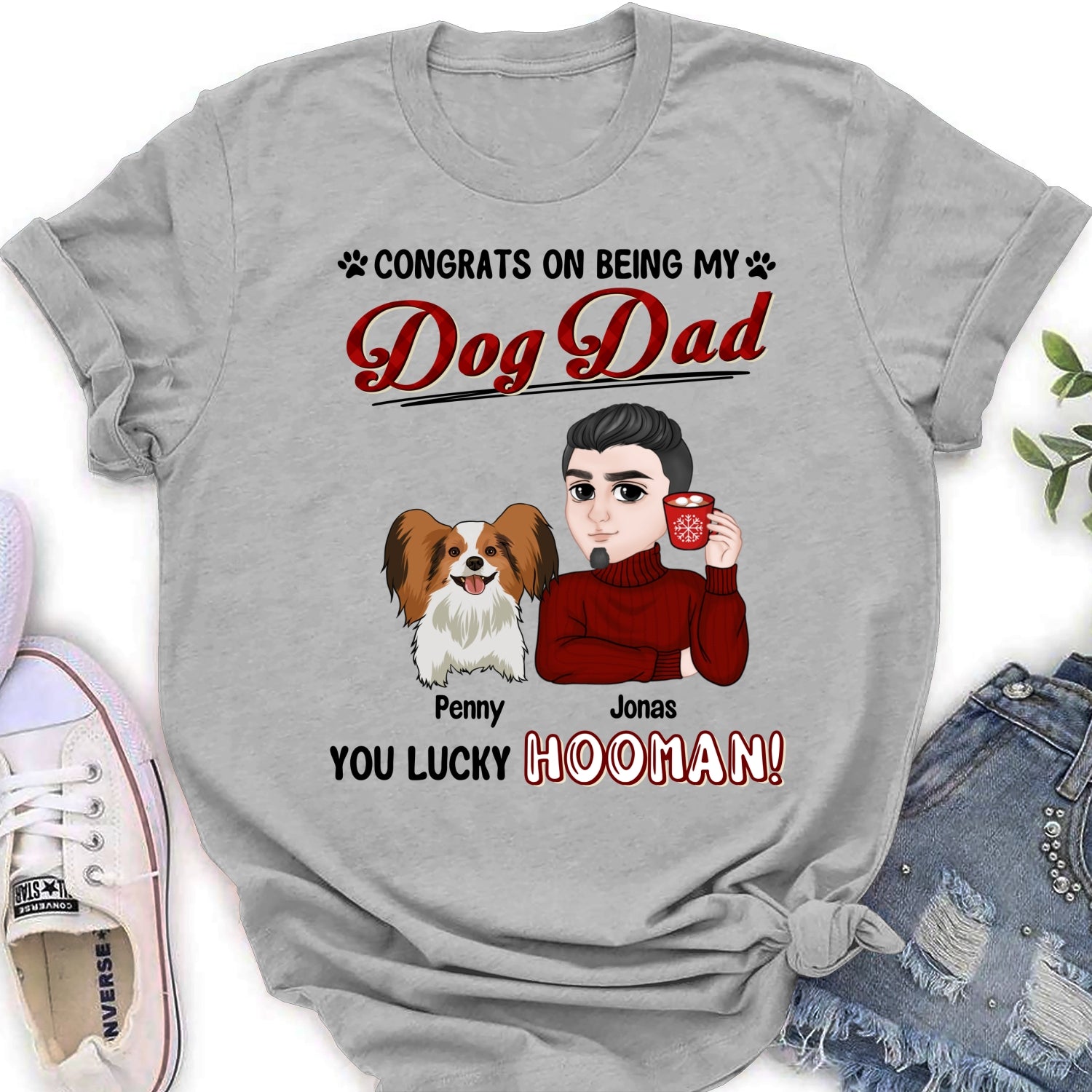Lucky Dog Dad and Mom Personalized Custom Women's T-Shirt - Ideal Gift for Pet Lovers