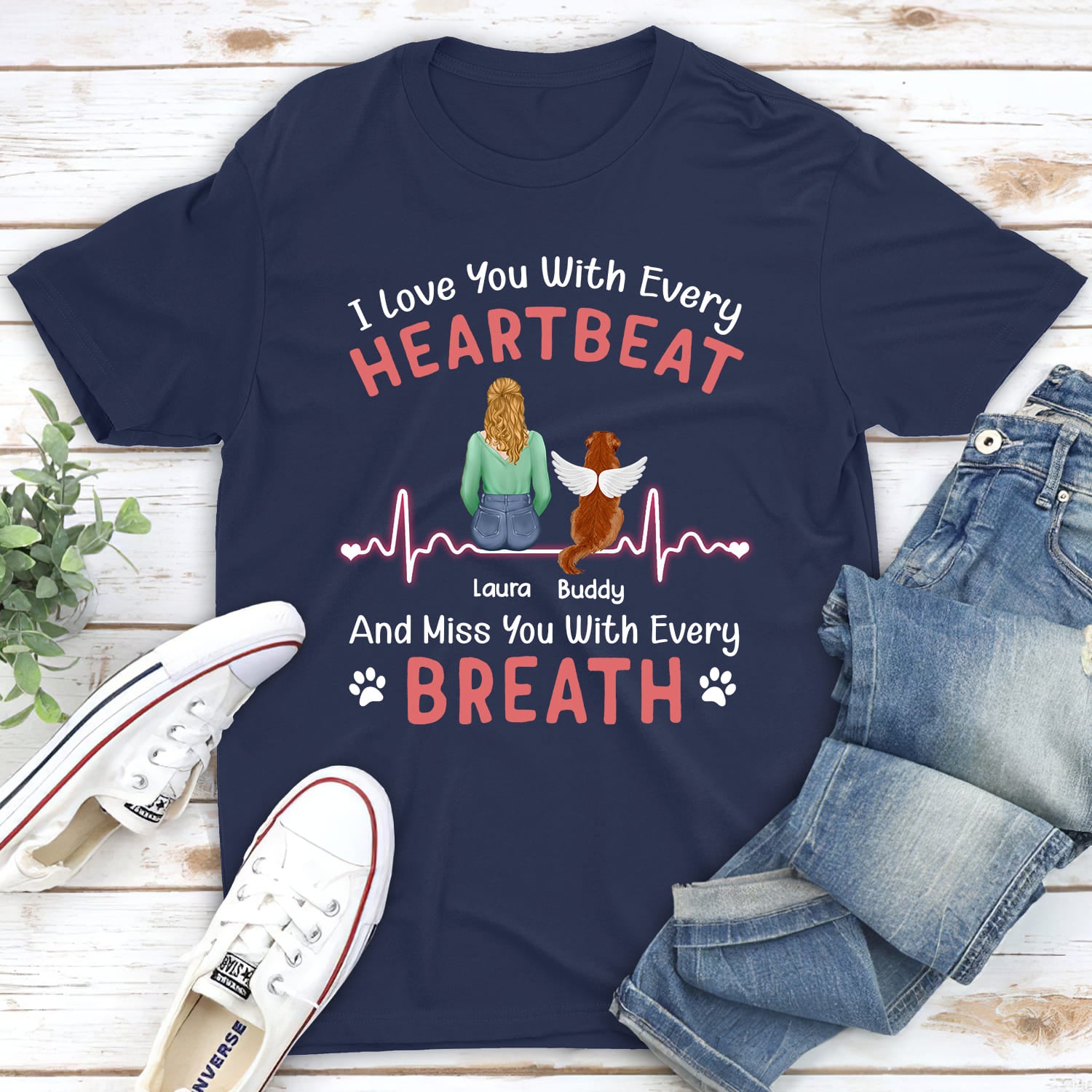 Personalized Custom 'I Love You' Unisex Memorial T-shirt for Pet Lovers