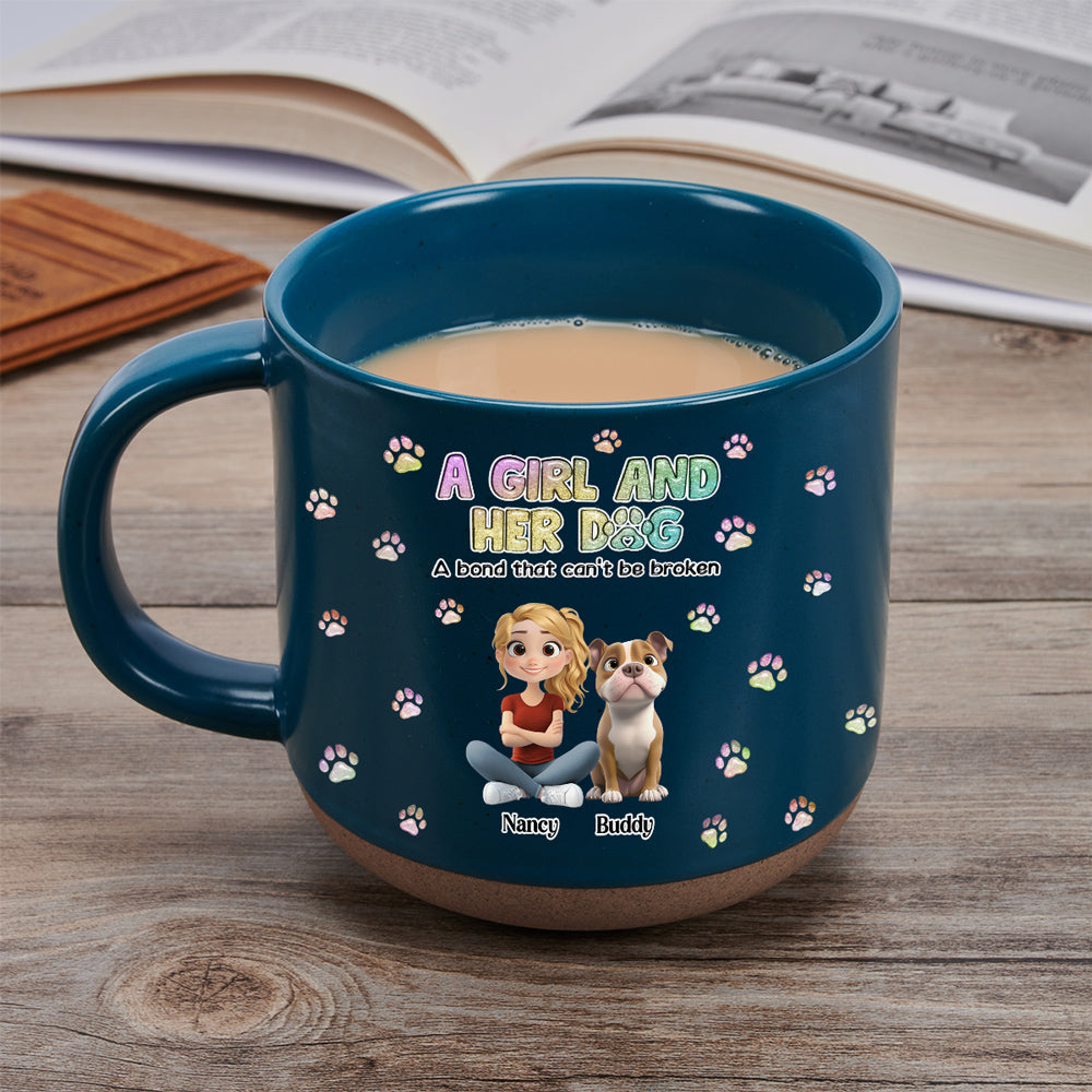 Personalized Custom 'A Girl And Her Dog' Pottery Mug for a Heart - warming Experience