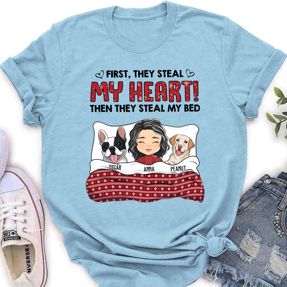 Personalized Custom Women's 'Silently Steal My Bed' Pet - Lover T - shirt