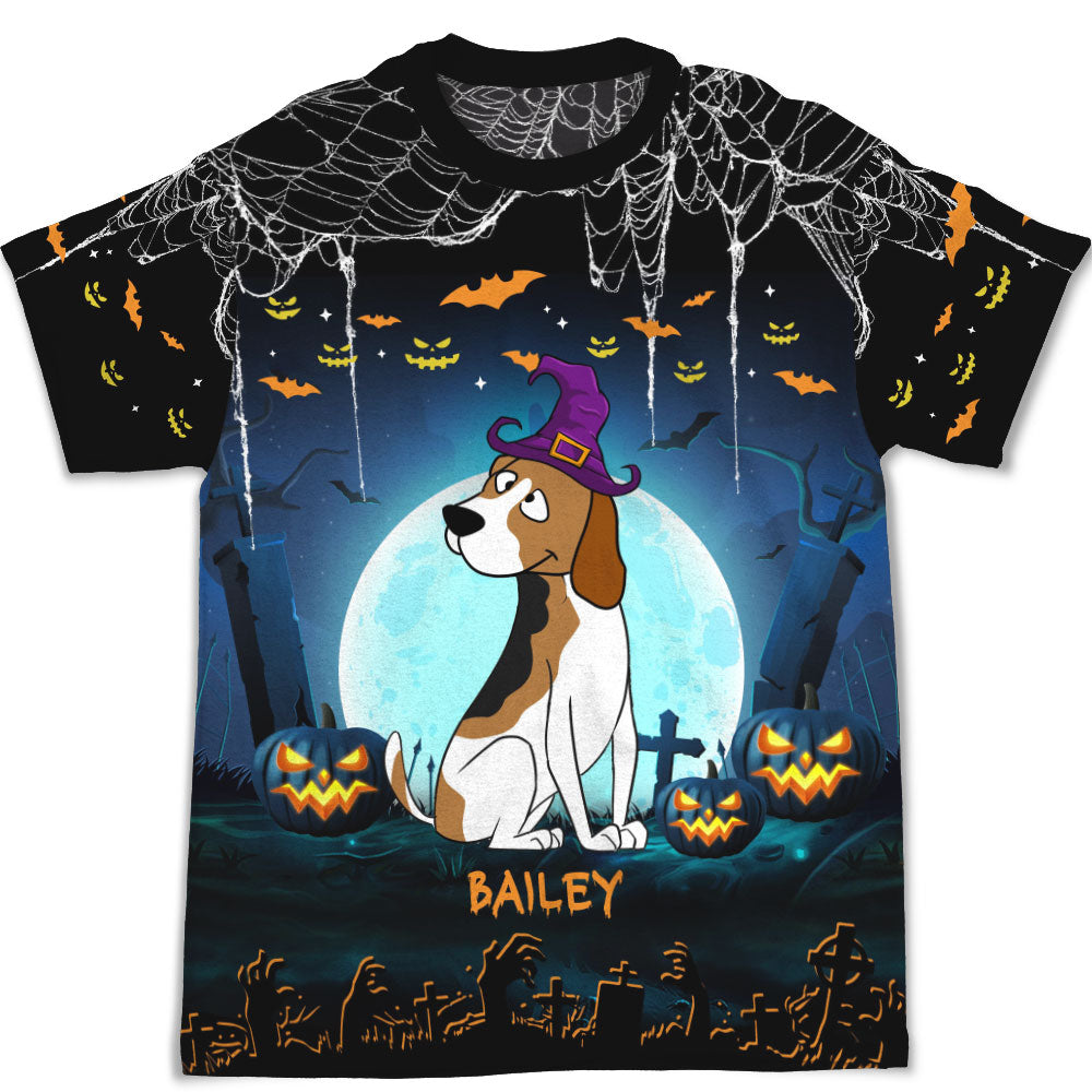 Personalized All-over-print Halloween Dog T-shirt - Ideal Gift for Dog Lovers