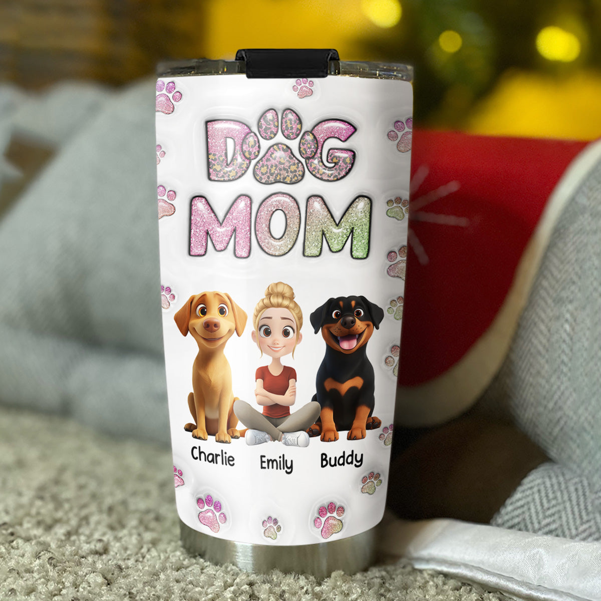 Personalized Custom 3D Inflated Effect Chibi Tumbler for Dog Moms