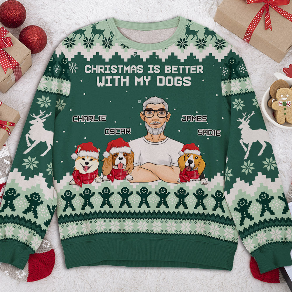 Personalized All-Over-Print Dog Lover's Holiday Sweatshirt