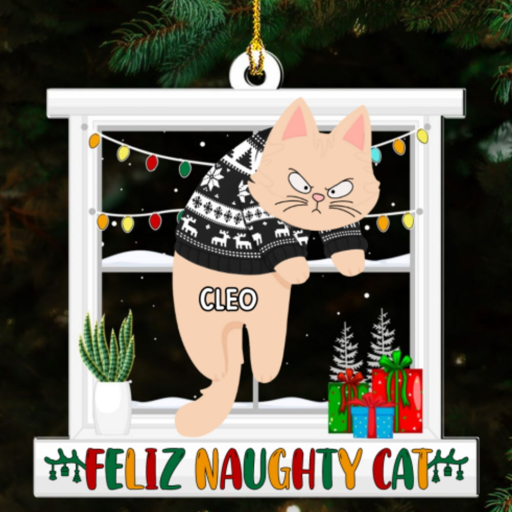Meowy Christmas - Customizable Personalized Acrylic Christmas Ornament