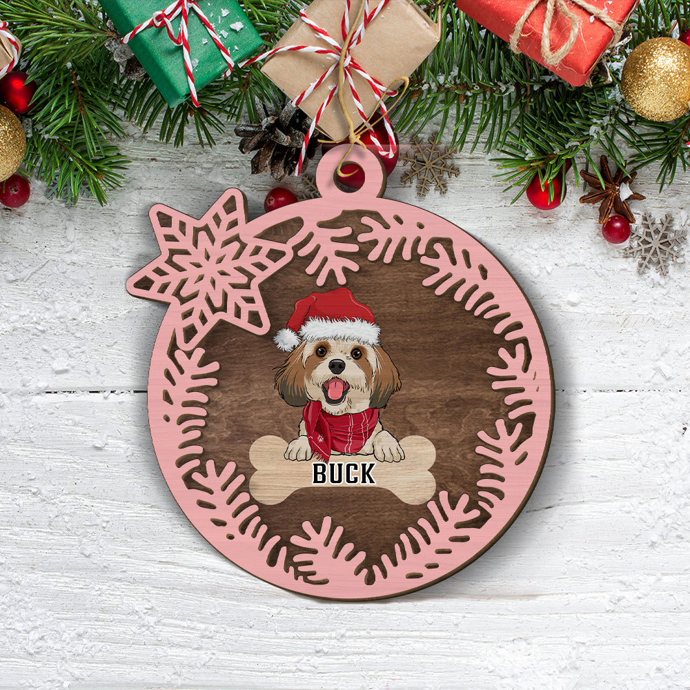 Snow - Exquisitely Personalized 2 - Layered Wood Christmas Ornament for Pet Lovers
