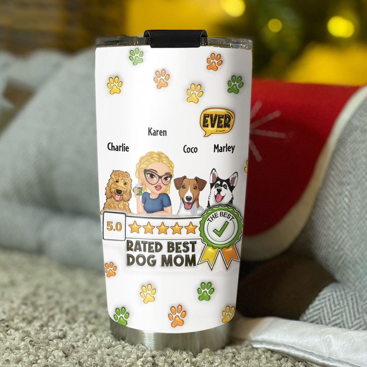 Top-Rated Personalized 3D Inflated Effect Tumbler for the Best Dog Moms