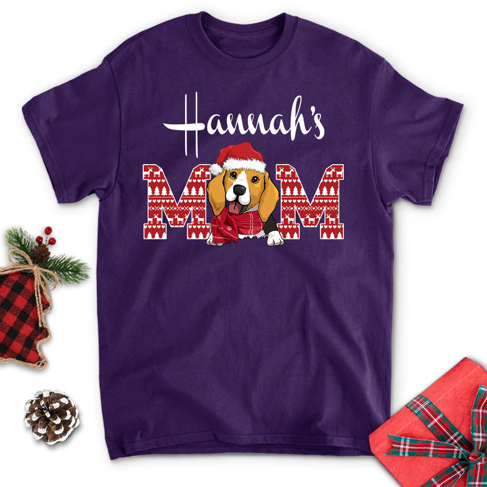 Customizable Red Pattern Dog Mom/Dad Unisex T-shirt - Ideal Gift for Pet Lovers