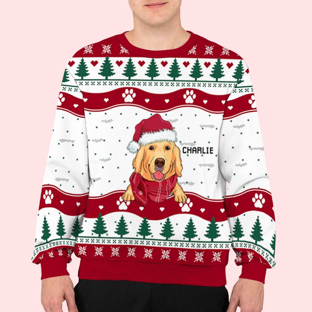 Paw Pine Tree - Customizable All-Over Printed Sweatshirt for Pet Lovers