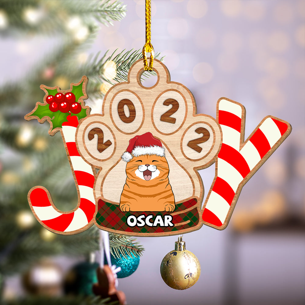 Joyful Pet - Customizable Single - Layered Wood Christmas Ornament for Pet Lovers