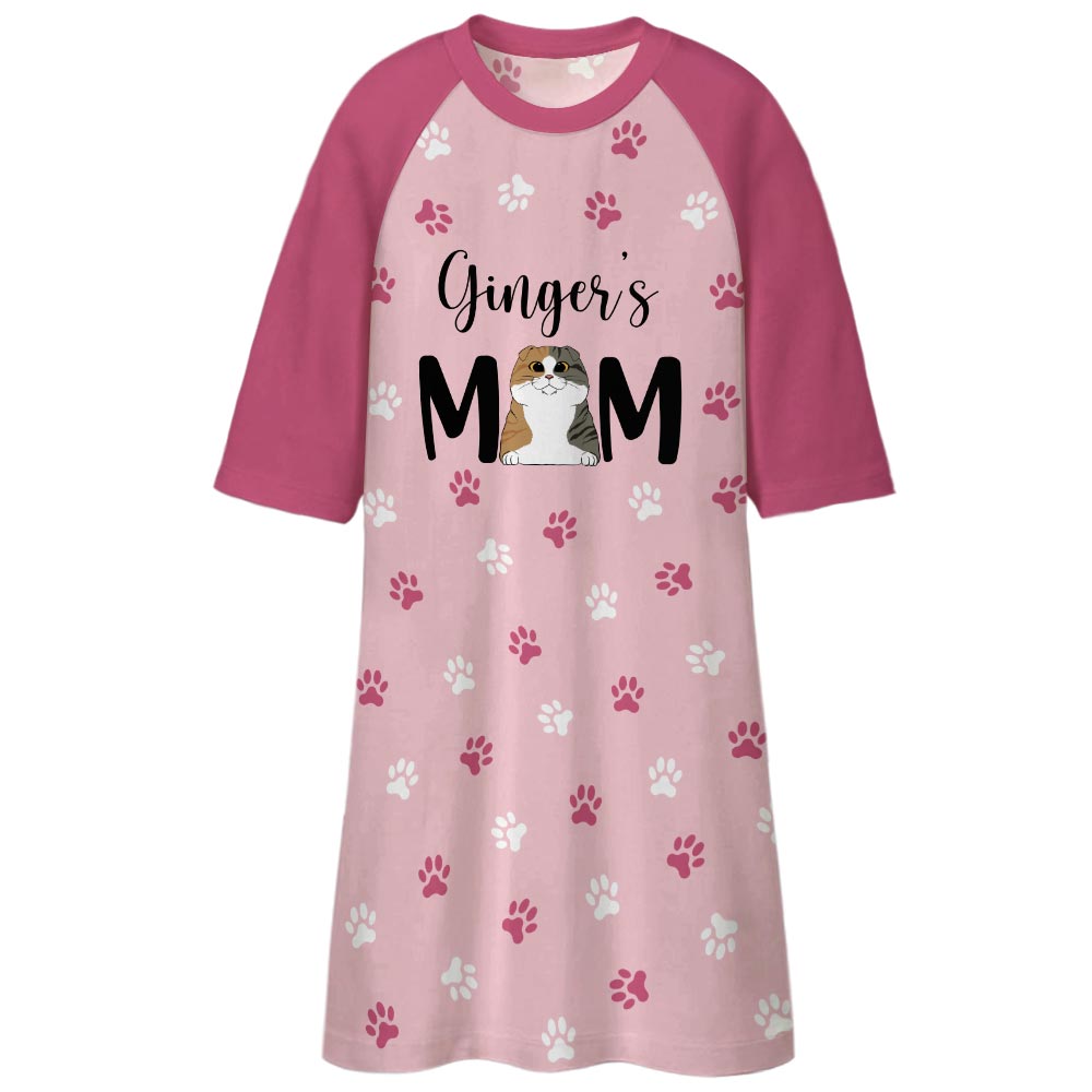 Customizable Cat Mom 3/4 Sleeve Dress in Vibrant Colors