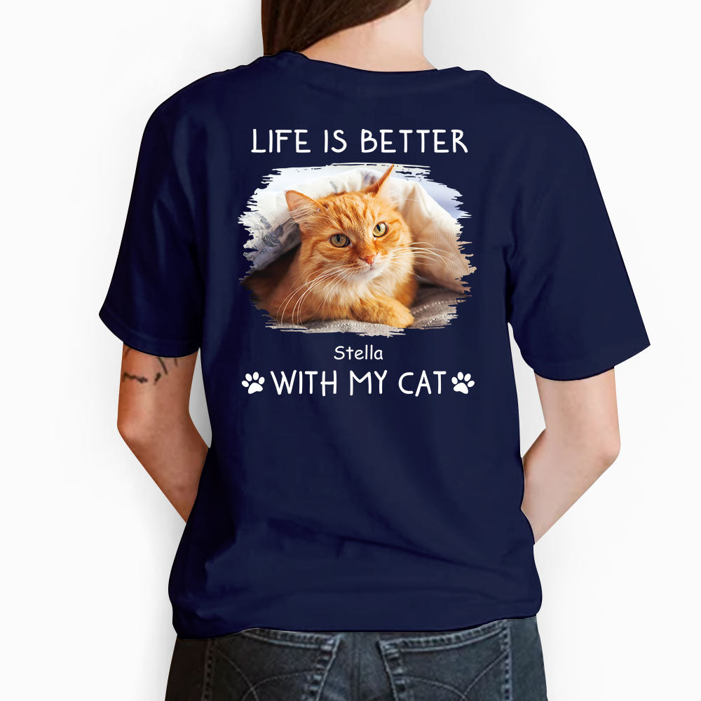 Personalized 'Better With Cats' Unisex T - shirt: Ideal Gift for Pet Lovers