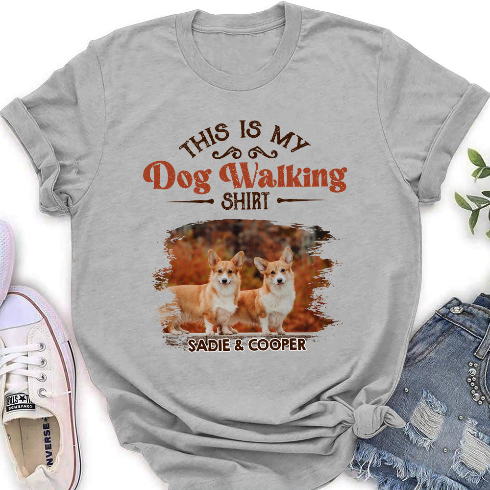 Customizable Vintage Dog Walking Women's T-shirt - Ideal Gift for Pet Lovers
