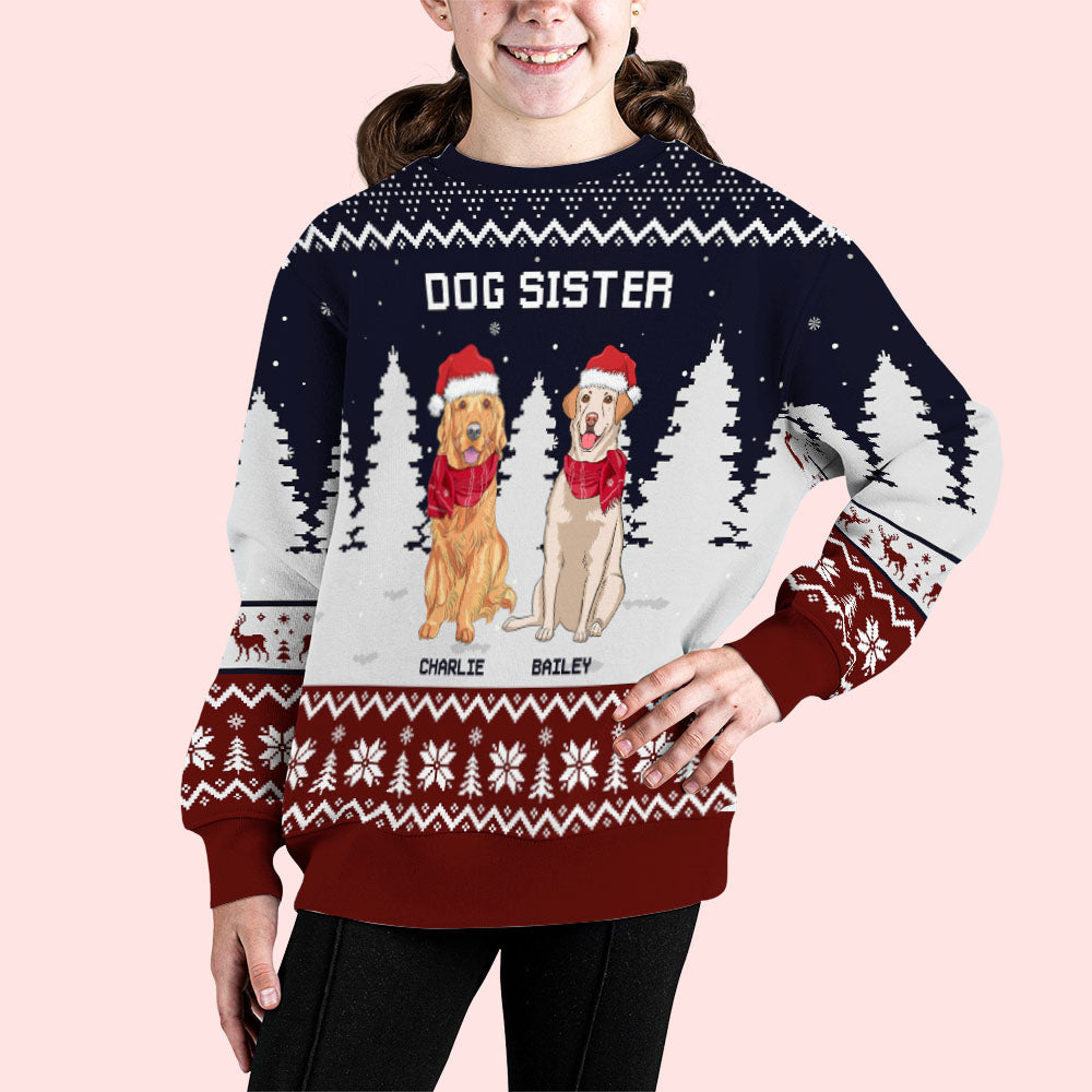 Personalized Custom Dog Brother/Sister Snowflake All-Over-Print Kids Sweatshirt