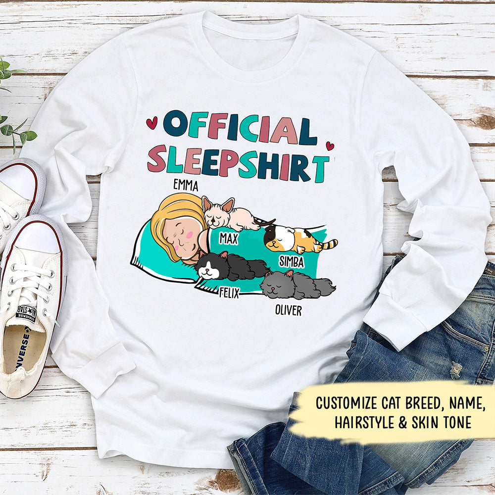 Customizable Cat Official Long Sleeve Sleepshirt - Ideal Gift for Pet Lovers