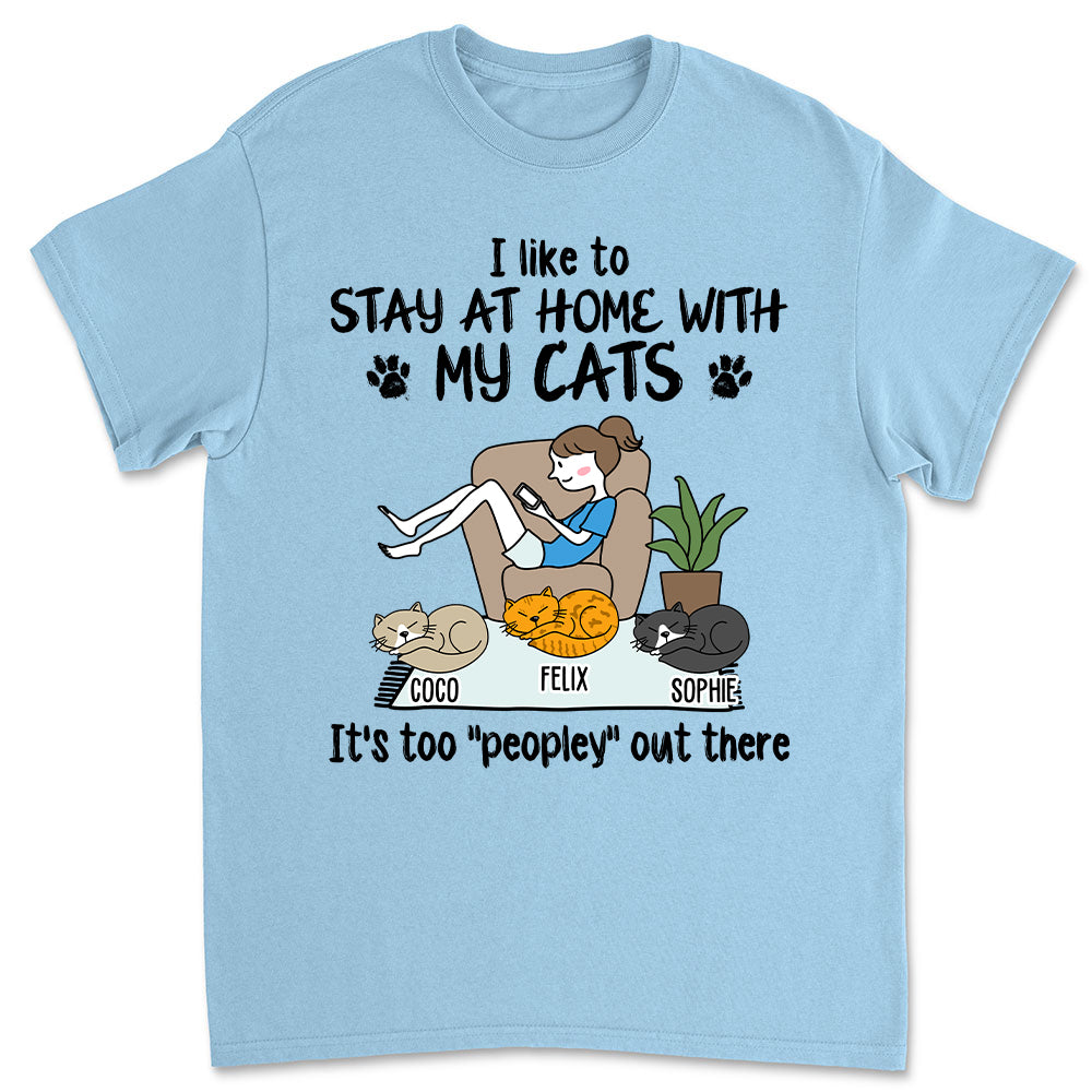 Personalized Custom Unisex 'Stay At Home With Cats' T-shirt - Ideal Gift for Cat Lovers