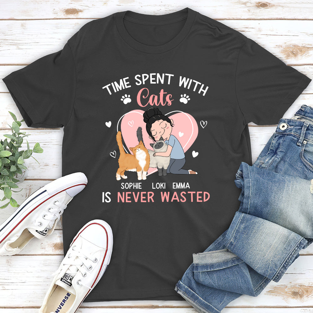 Spent Cat Time - Customizable Unisex Personalized Cat Lover T-shirt