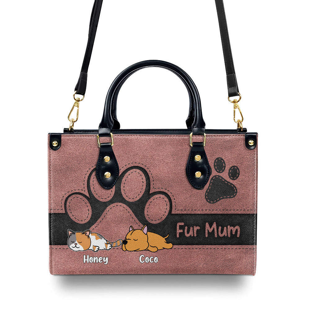 Personalized Elegant Fur Mom Custom Leather Handbag