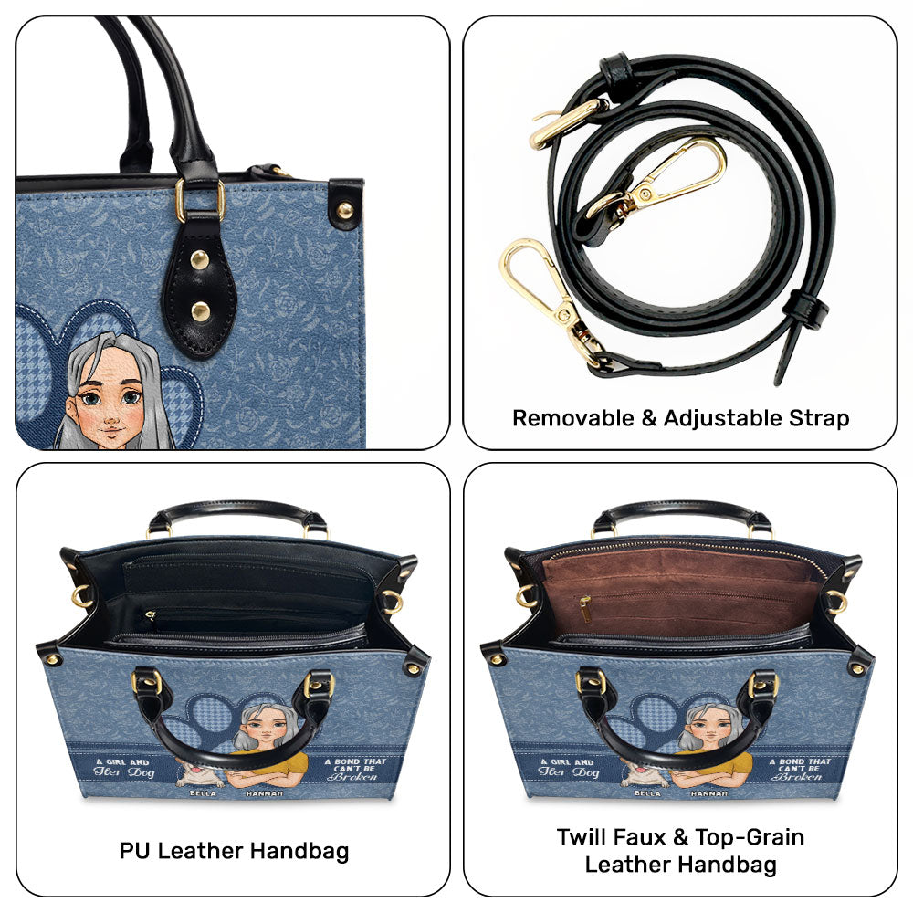 Personalized Custom Leather Handbag: A Girl and Her Dog Tribute
