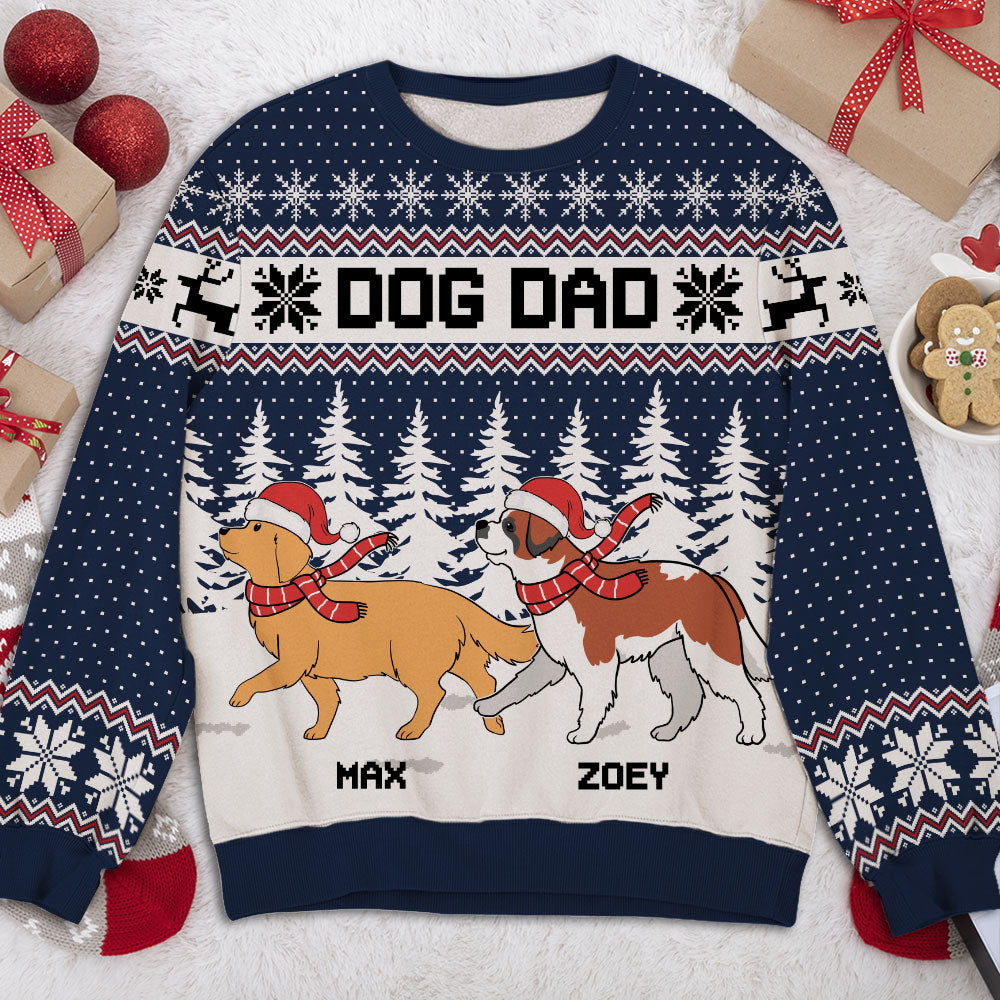 Personalized Custom All-Over-Print Dog Mom/Dad Snow Forest Sweatshirt - Ideal Gift for Pet Lovers