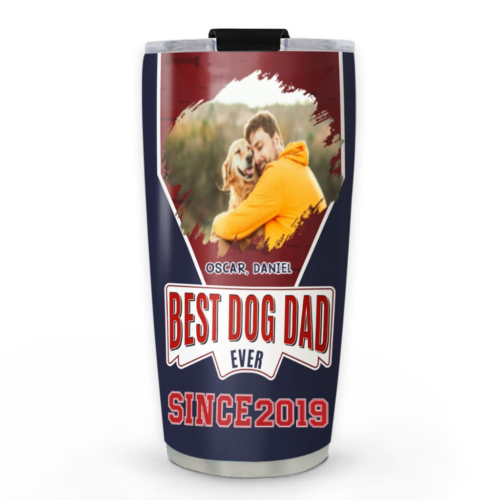 Personalized Best Dog Dad Photo Tumbler - Ideal Custom Gift