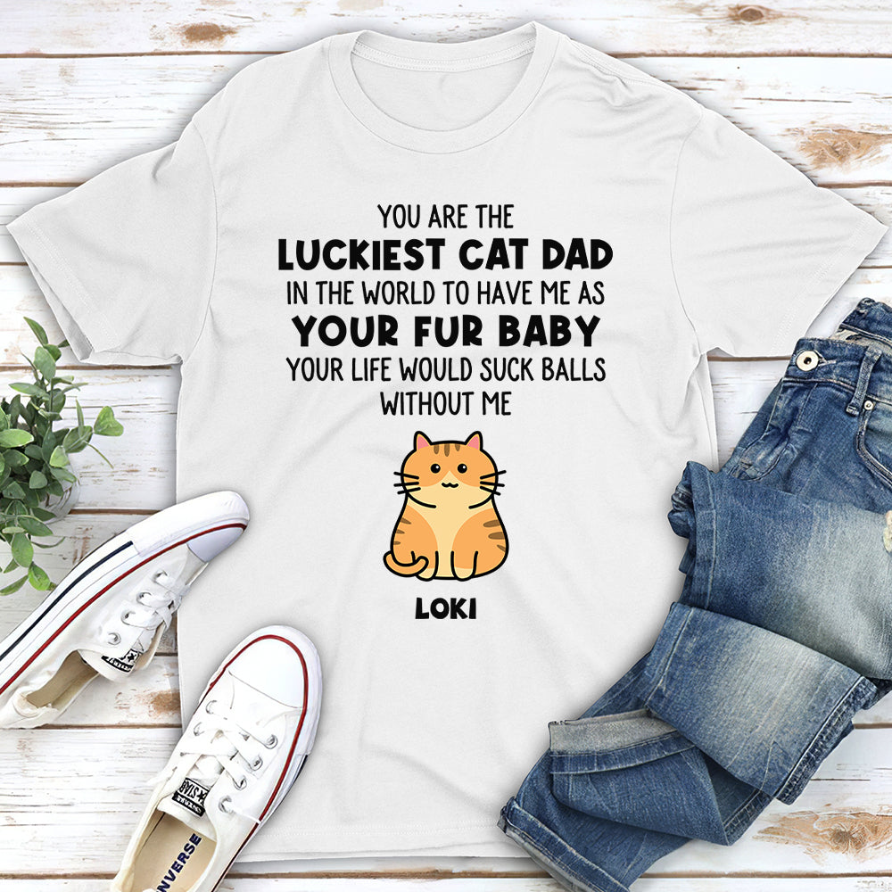 Lucky Cat Dad - Customizable Unisex Personalized T-shirt for Pet Lovers