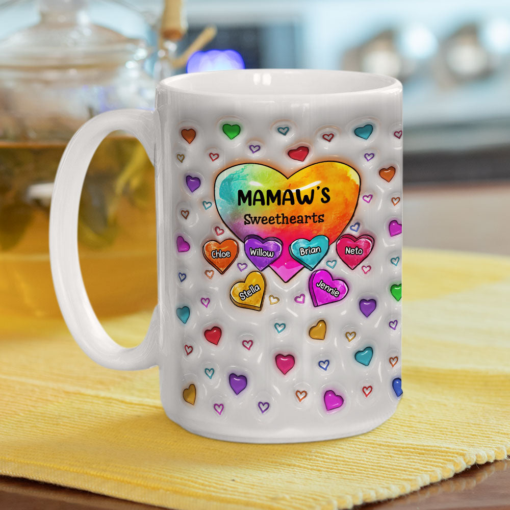 Personalized 3D Inflated Effect Colorful Sweethearts Grandma Mug
