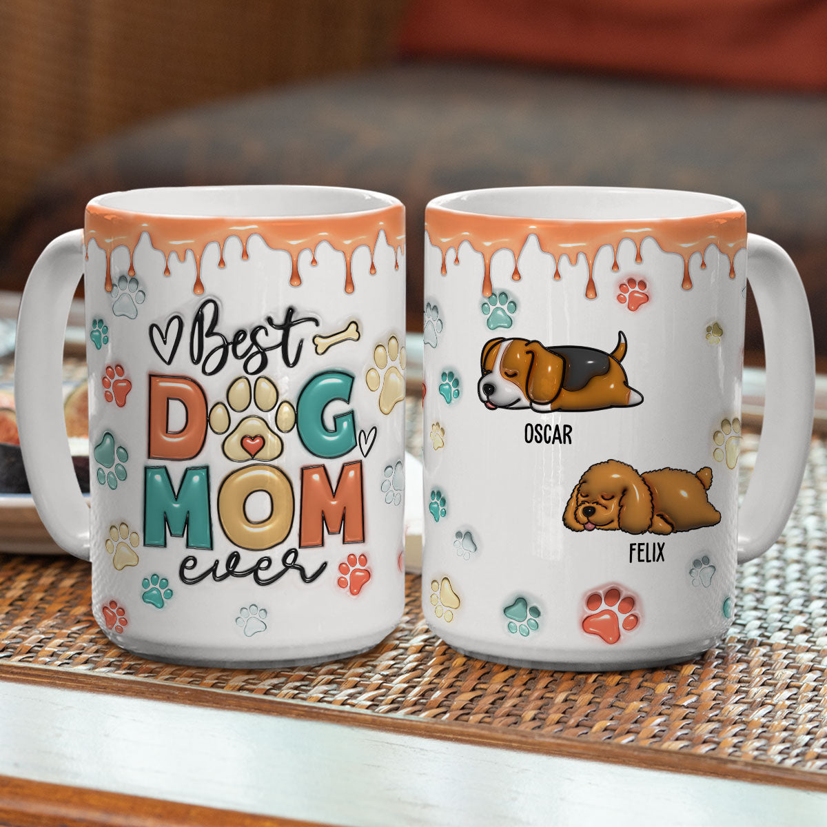Best Dog Mom and Dad Ever - Personalized Custom 3D Inflated Effect Ceramic Mug