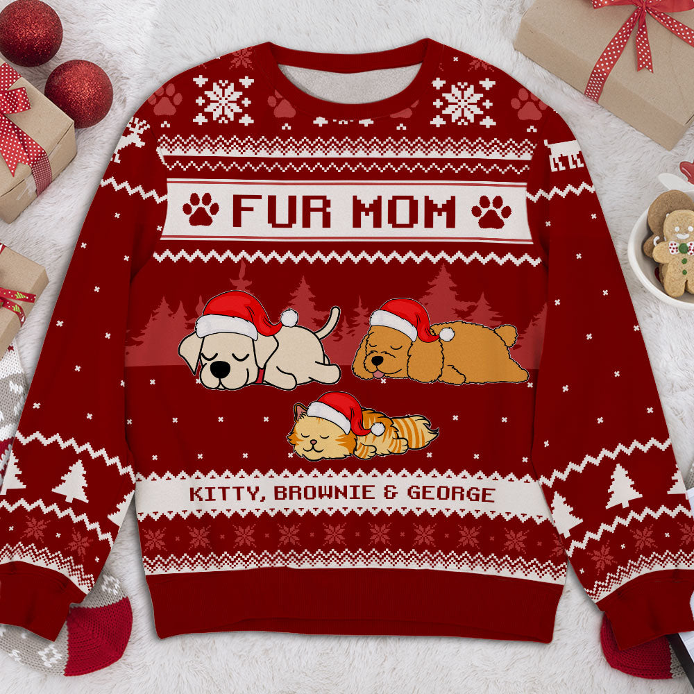 Customizable Dog Mom Winter All-Over-Print Sweatshirt - Ideal Gift for Dog Lovers