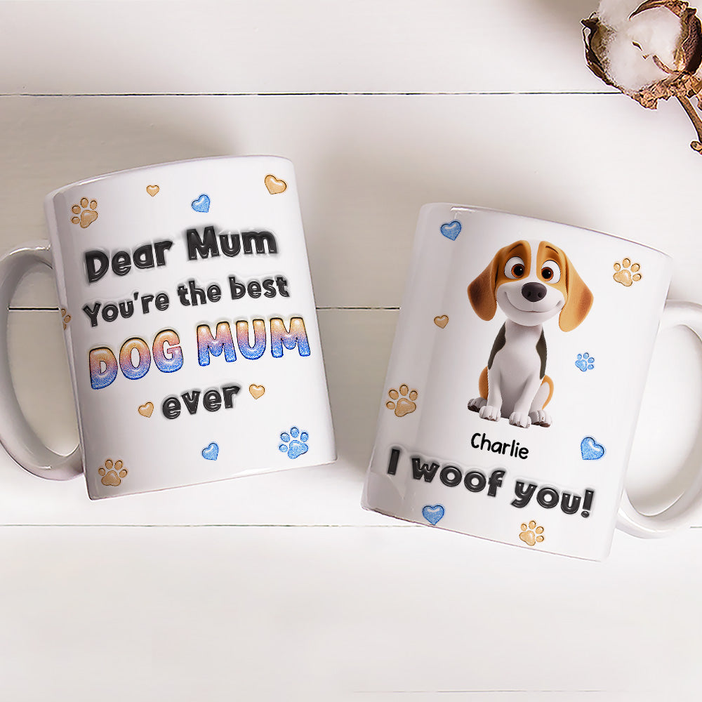 Personalized 3D Inflated Effect Mug for Dog - Loving Moms and Dads: You're the Best!