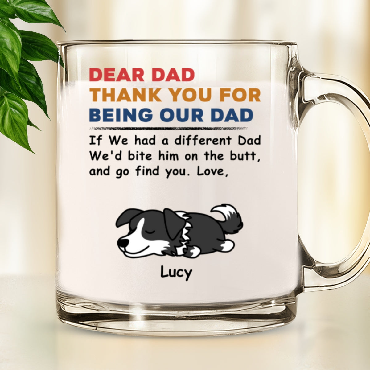 Personalized Custom Glass Mug - Bite On The Butt Design