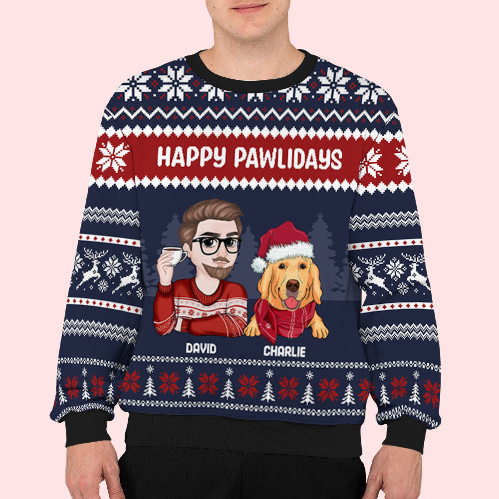 Personalized Custom All-Over-Print Christmas Sweatshirt for Dog Moms and Dads