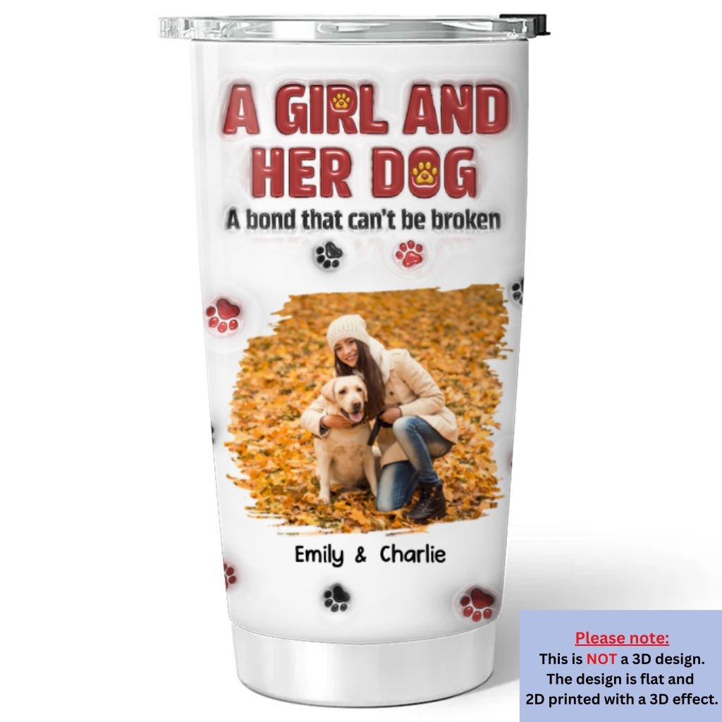 Personalized Custom 3D Inflated Effect Tumbler with A Girl And Her Dog Design