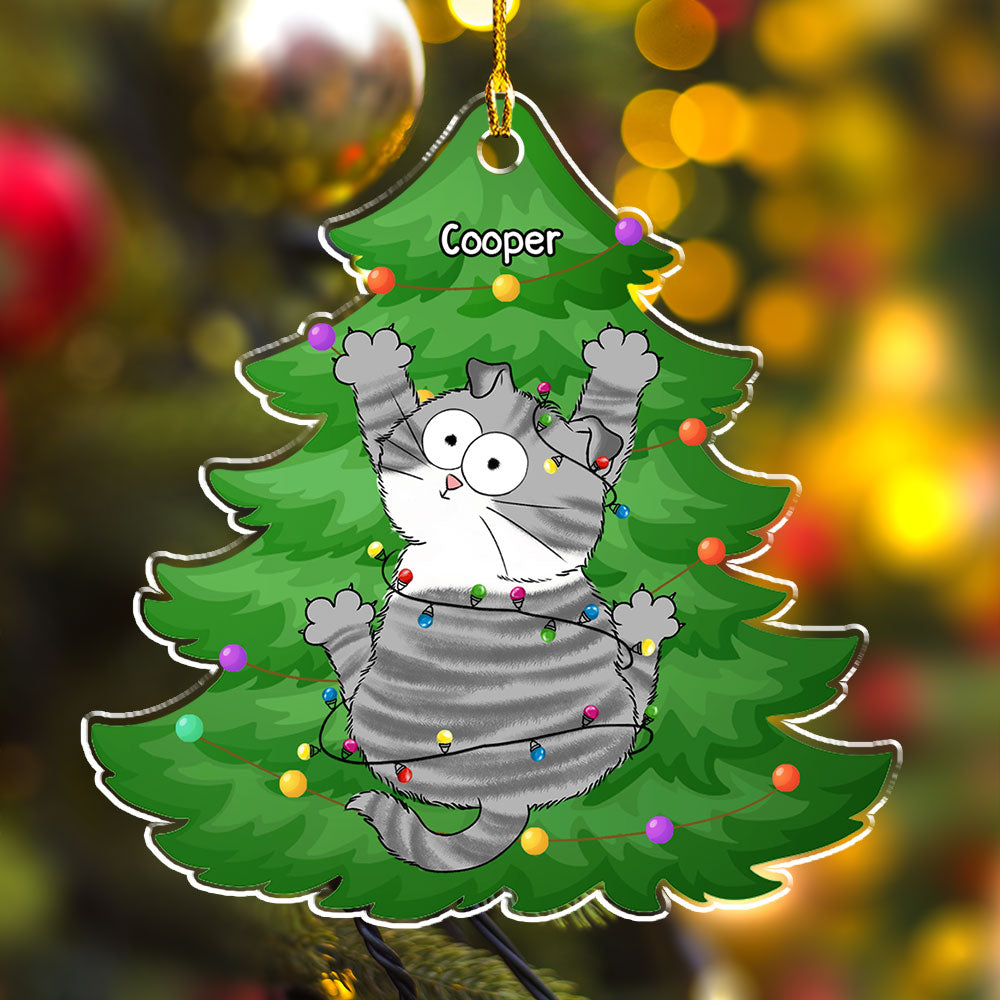 Meowy Personalized Custom Acrylic Christmas Scratching Ornament