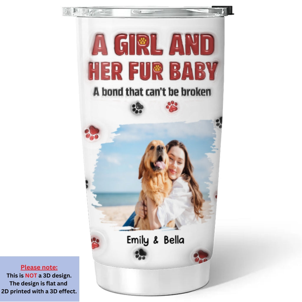 Personalized 3D Inflated Effect Tumbler: A Girl And Her Fur Babies Version Photo 2