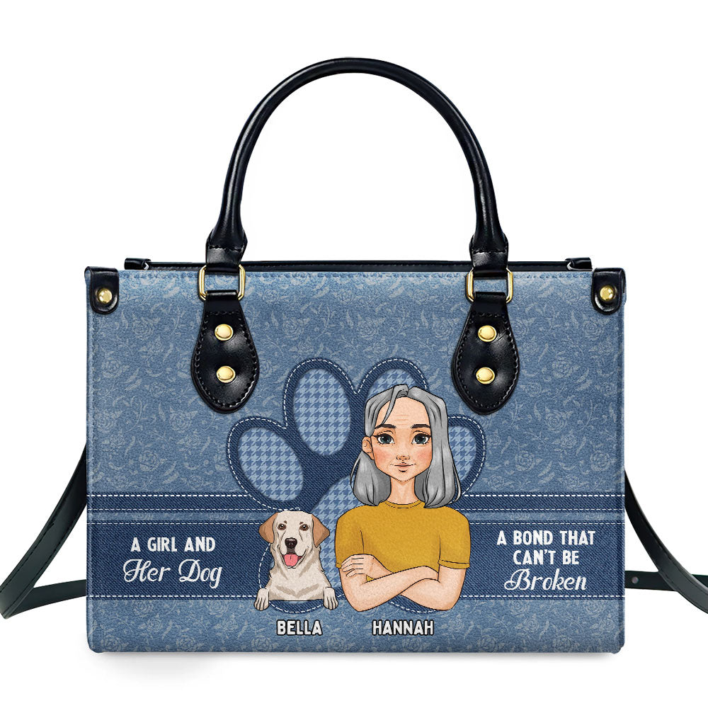 Personalized Custom Leather Handbag: A Girl and Her Dog Tribute