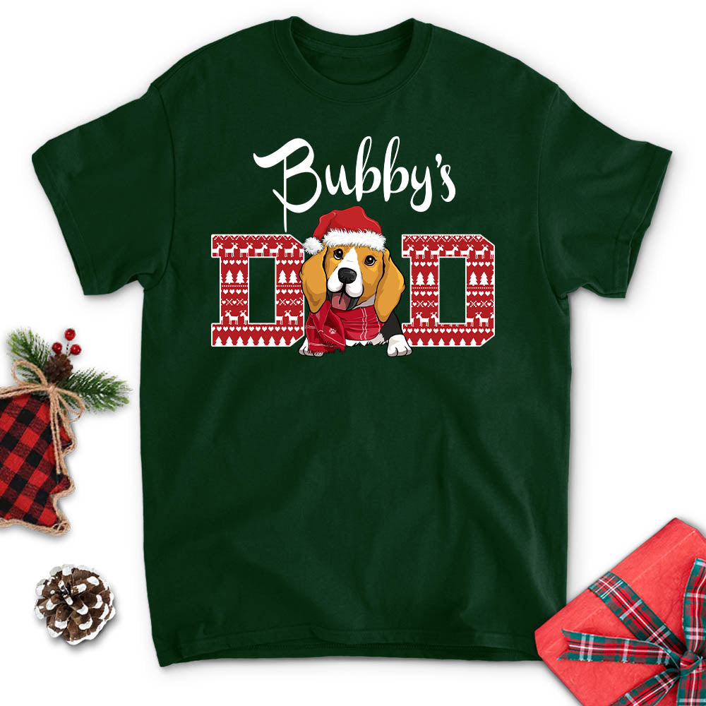 Customizable Red Pattern Dog Mom/Dad Unisex T-shirt - Ideal Gift for Pet Lovers