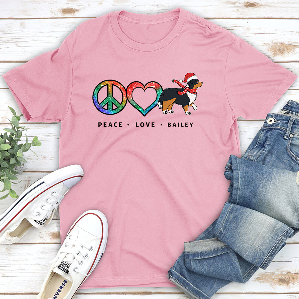 Peace Love Christmas Pattern Personalized Custom Unisex Pet Lover's T-shirt