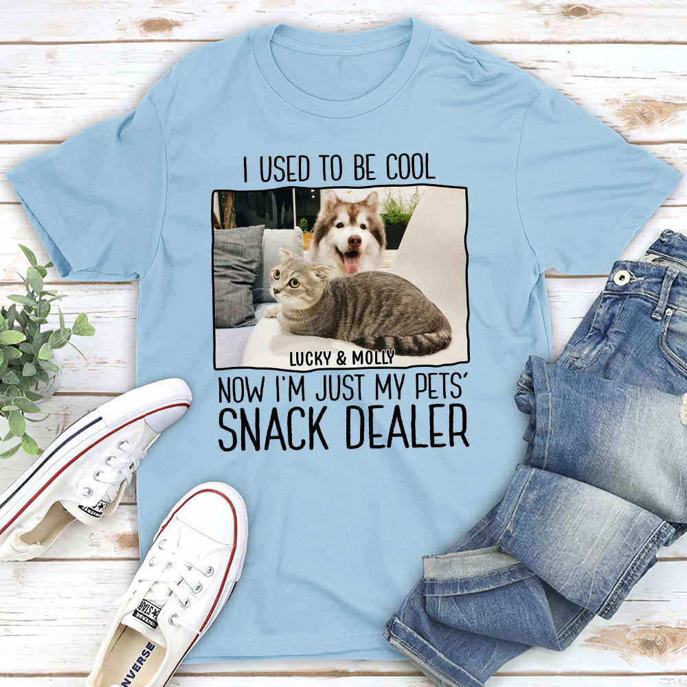 Customizable Unisex Pet Lover's T-shirt with Personalized Pet Snack Dealer Photo