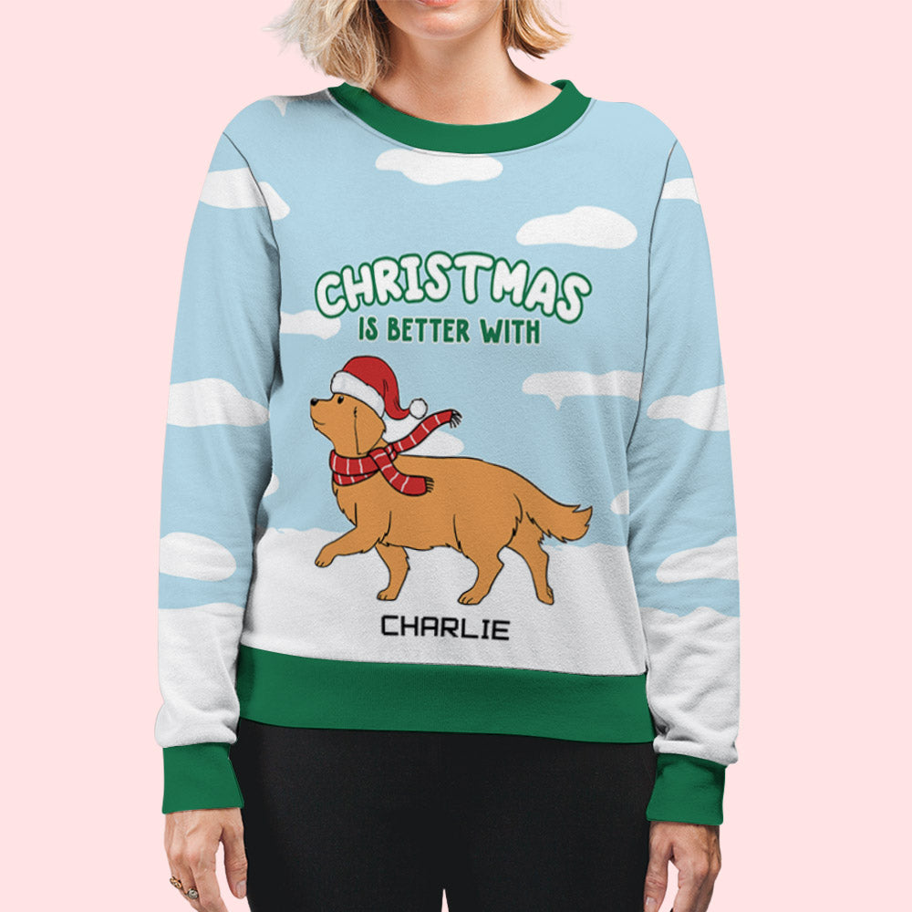 Exclusive Personalized All-Over-Print Christmas Sweatshirt for Pet Lovers