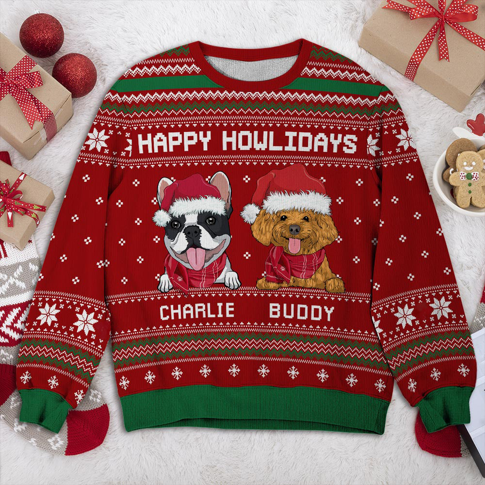 Happy Howlidays 2 - Personalized Custom All-Over Print Pet Lover's Sweatshirt
